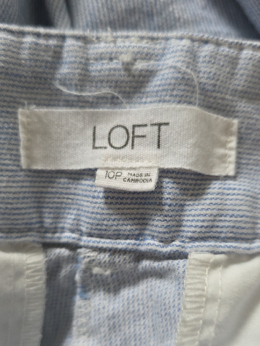 Loft Light Blue Seersucker Wide Leg Pants - Picture 2 of 3